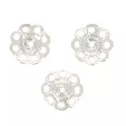 Coupelles filigranées - fleurs - 8 mm - Placage argent fin x6