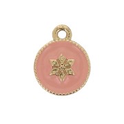 Breloque ronde travaillée motif étoile en résine époxy 12x10mm Doré - Baby rose x1|raw }}