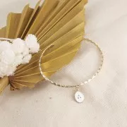 Breloque ovale motif petits points en résine époxy 14x9 mm - Doré - Moutarde x1