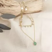 Breloque ovale motif petits points en résine époxy 14x9 mm - Doré - Mint x1