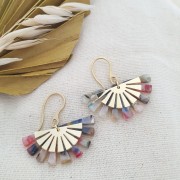 Pendentif éventail - demi soleil 12x25 mm - Doré x1