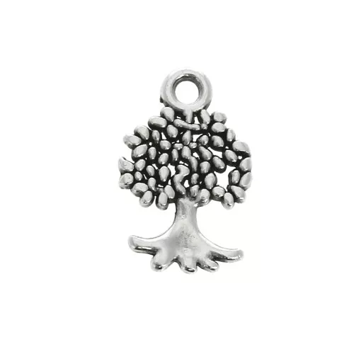 Breloque arbre de vie 13x8 mm - Placage Argent fin vieilli x1