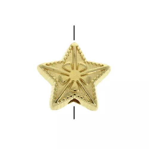 Perle étoile 10 mm - Doré à l'or fin x1