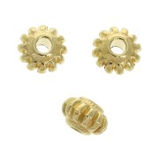 Perle rondelle striée 7 mm - Doré à l'or fin x1