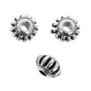 Perle rondelle striée 7 mm - Placage Argent fin vieilli x1|raw }}