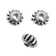 Perle rondelle striée 7 mm - Placage Argent fin vieilli x1