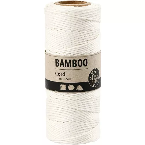 Bobine de 65 mètres de fil de bambou 1 mm - Blanc