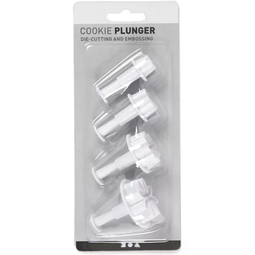 4 emporte-pièces poussoir pour pâte polymère - Fleurs 23-28-36-44 mm