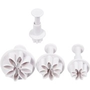 4 emporte-pièces poussoir pour pâte polymère - Fleurs 23-28-36-44 mm