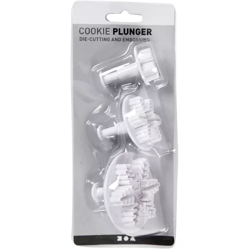 3 emporte-pièces poussoir pour pâte polymère - Flocon de neige 32-48-65 mm