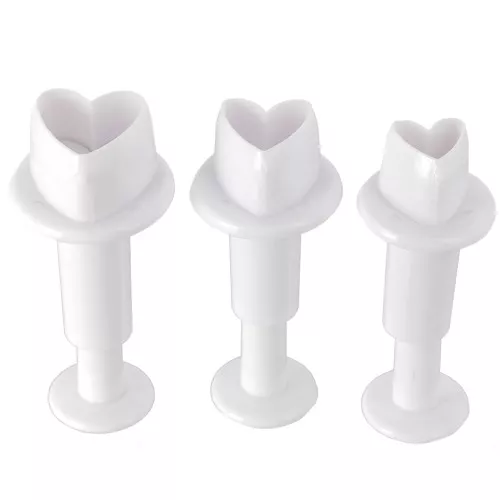3 emporte-pièces poussoir pour pâte polymère - Coeurs 20-22-23.5 mm