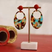 Cabochon rond en résine opaque 12 mm - Rouge corail x1