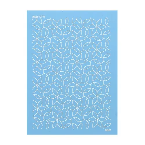 Silk Screen Moiko pour Pâte polymère 74x105mm - Motif Moyenne fleurs évidées 12.36