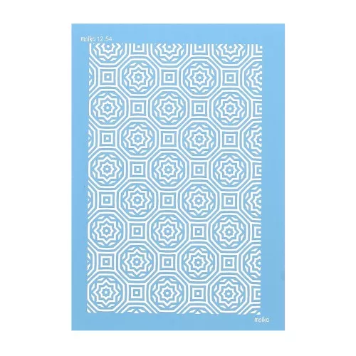 Silk Screen Moiko pour Pâte polymère 74x105 mm - Motif Carrelage étoilé 12.54