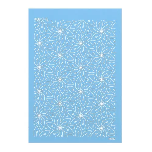 Silk Screen Moiko pour Pâte polymère 74x105 mm - Motif Fleurs évidées 12.34