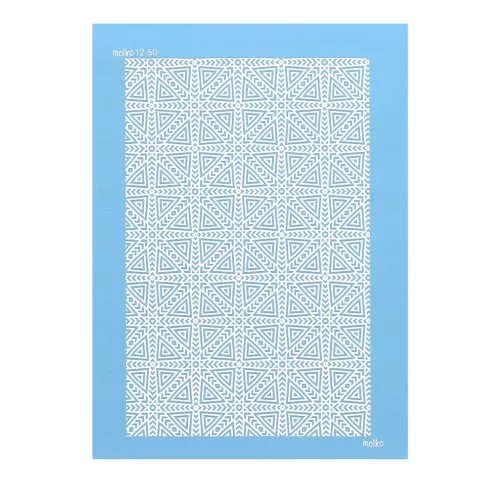 Silk Screen Moiko pour Pâte polymère 74x105 mm - Motif Triangles et Chevrons 12.50