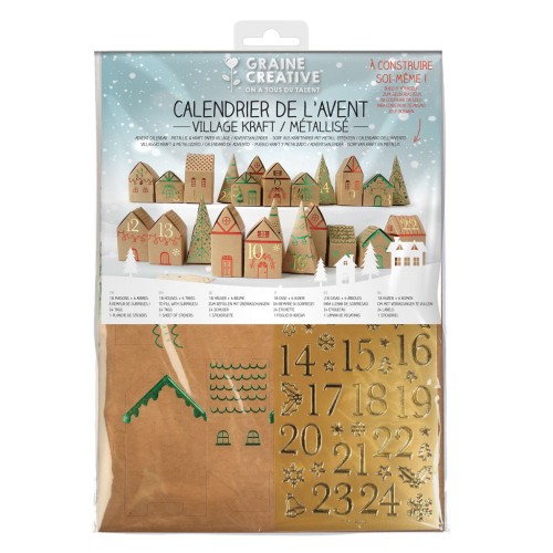 Calendrier de l'avent à monter soi-même - Village Kraft - Métallisé x1
