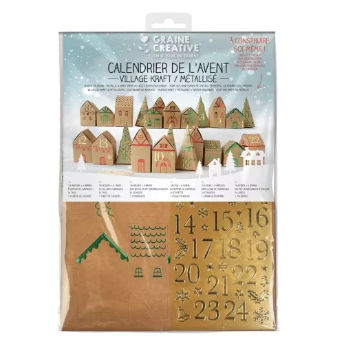 Calendrier de l'avent à monter soi-même - Village Kraft - Métallisé x1