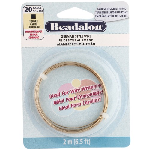 Fil de laiton brut carré 0.81 mm - German Style Wire - Anti-ternissement x2m