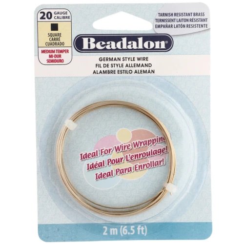 Fil de laiton brut carré 0.81 mm - German Style Wire - Anti-ternissement x2m
