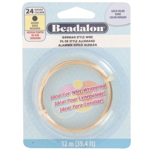 Fil de laiton rond 0.51 mm - German Style Wire - Doré x12m
