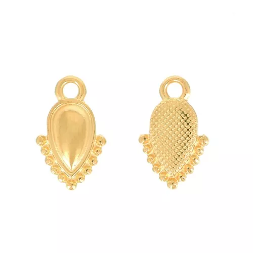 Mini breloque goutte - ethnique - 13x8 mm - Doré à l'or fin x1