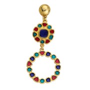 Pendentif anneau rond - résine époxy 31x28 mm Doré à l'or fin - Multicolore x1