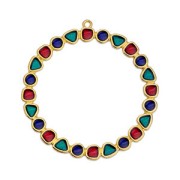 Pendentif anneau rond avec résine époxy 48 mm - Doré à l'or fin - Multicolore x1|raw }}