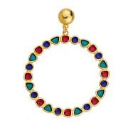 Pendentif anneau rond avec résine époxy 48 mm - Doré à l'or fin - Multicolore x1