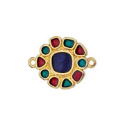 Intercalaire rond motif fleur en résine époxy 24x18 mm Doré à l'or fin - Multi x1