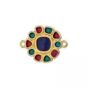 Intercalaire rond motif fleur en résine époxy 24x18 mm Doré à l'or fin - Multi x1