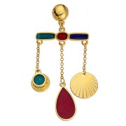 Intercalaire 4 anneaux en résine époxy - 11x30 mm - Doré à l'or fin - Noir x1