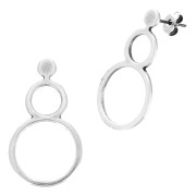Boucles d'oreilles double cercle évidé 32x18 mm - Placage Argent fin vieilli x2