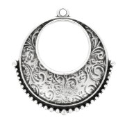 Pendentif rond ethnique évidé 30x28 mm - Placage Argent fin vieilli x1