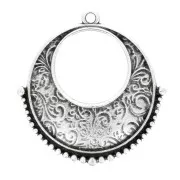 Pendentif rond ethnique évidé 30x28 mm - Placage Argent fin vieilli x1