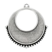 Pendentif rond ethnique évidé 30x28 mm - Placage Argent fin vieilli x1
