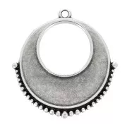 Pendentif rond ethnique évidé 30x28 mm - Placage Argent fin vieilli x1