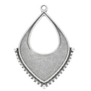 Pendentif goutte ethnique évidé 36x27 mm - Placage Argent fin vieilli x1