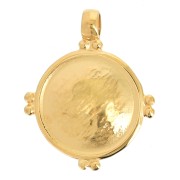 Pendentif rond bombé style ethnique 25.5x21 mm - Doré à l'or fin x1