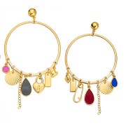 Pendentif anneau rond 62 mm avec 7 trous - Doré à l'or fin x1