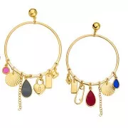 Pendentif anneau rond 62 mm avec 7 trous - Doré à l'or fin x1