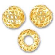 Perles rondes filigranées 10 mm - Doré à l'or fin x5|raw }}