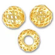 Perles rondes filigranées 10 mm - Doré à l'or fin x5