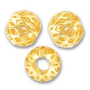 Perles rondes filigranées 8 mm - Doré à l'or fin x5