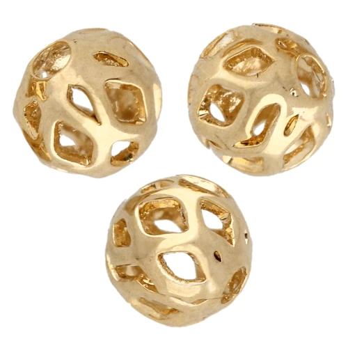 Perles rondes filigranées 4 mm Doré à l'or fin x20