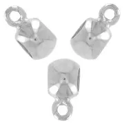 Perles rondes avec attache breloques 10x8 mm Rhodié x4