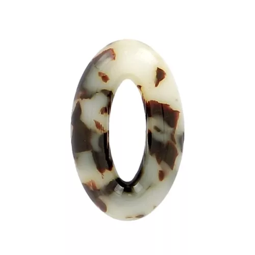 Pendentif ovale 29x18 mm en acétate - Ecaille de tortue - Beige - Noir x1