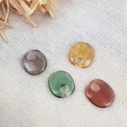 Breloque ovale design en acrylique 17.5x15 mm - Marron transparent x1