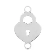 Intercalaire cadenas coeur 2 anneaux 19x12 mm - Acier inoxydable x1