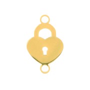 Intercalaire cadenas coeur 2 anneaux 19x12 mm - Acier inoxydable Doré x1|raw }}
